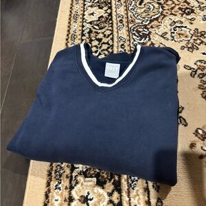 TNA Navy V-Neck Sweatshirt with White Trim